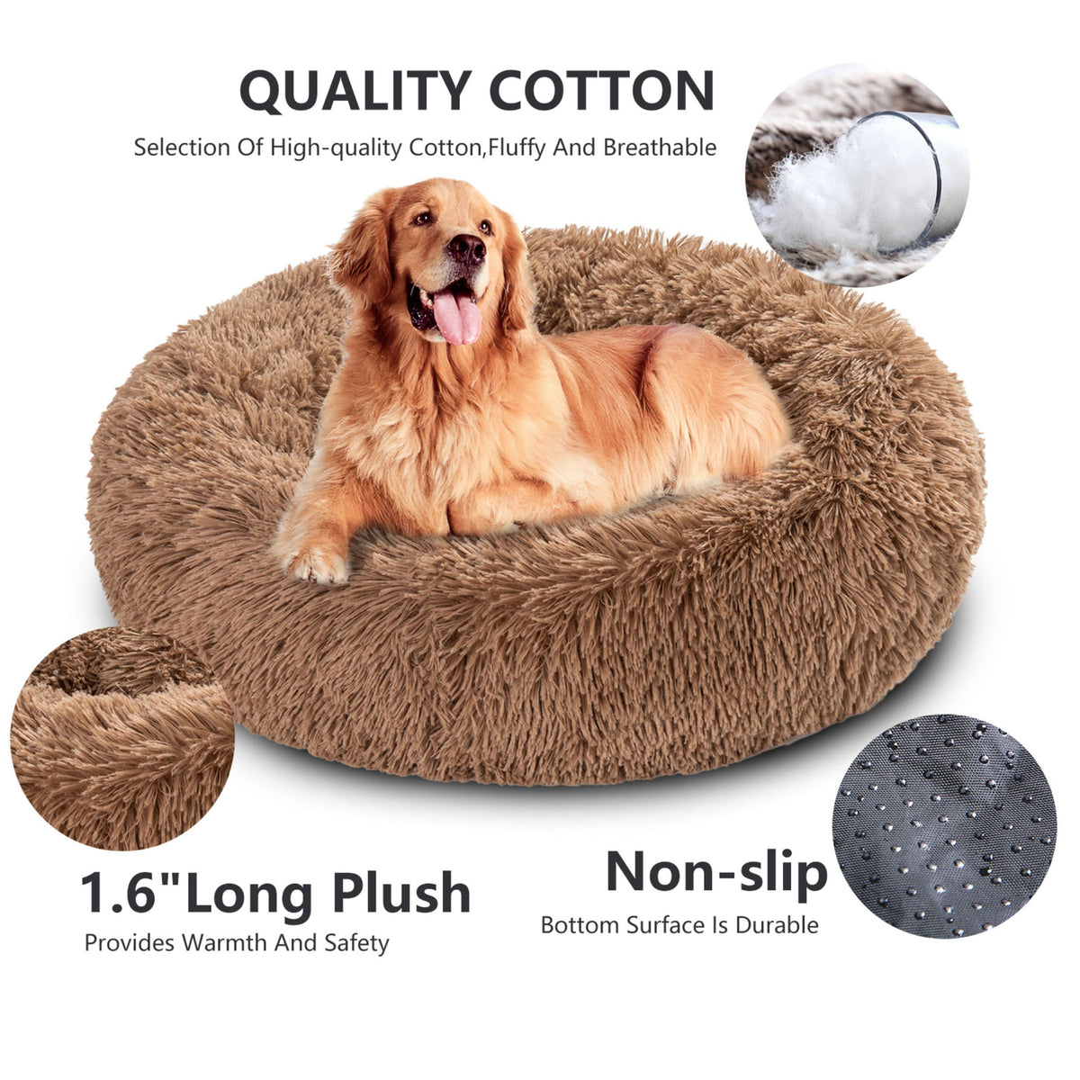 Round Long-Plush Pet Bed