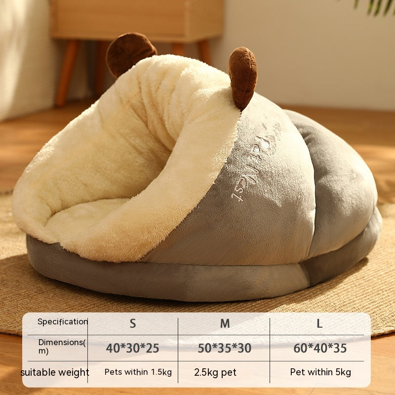 Covered Slipper-Style Pet Bed