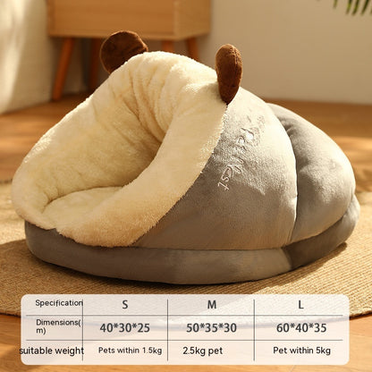 Covered Slipper-Style Pet Bed