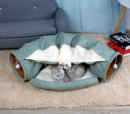 Collapsible Cat Tunnel with Resting Mat