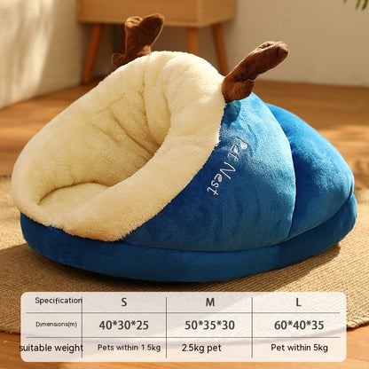 Covered Slipper-Style Pet Bed