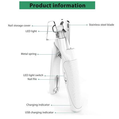 LED Pet Nail Clippers with Nail File