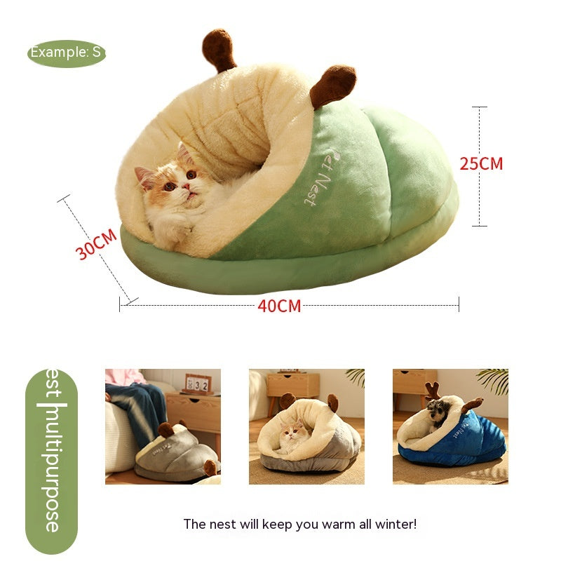 Covered Slipper-Style Pet Bed