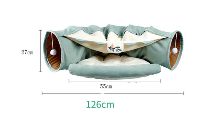 Collapsible Cat Tunnel with Resting Mat