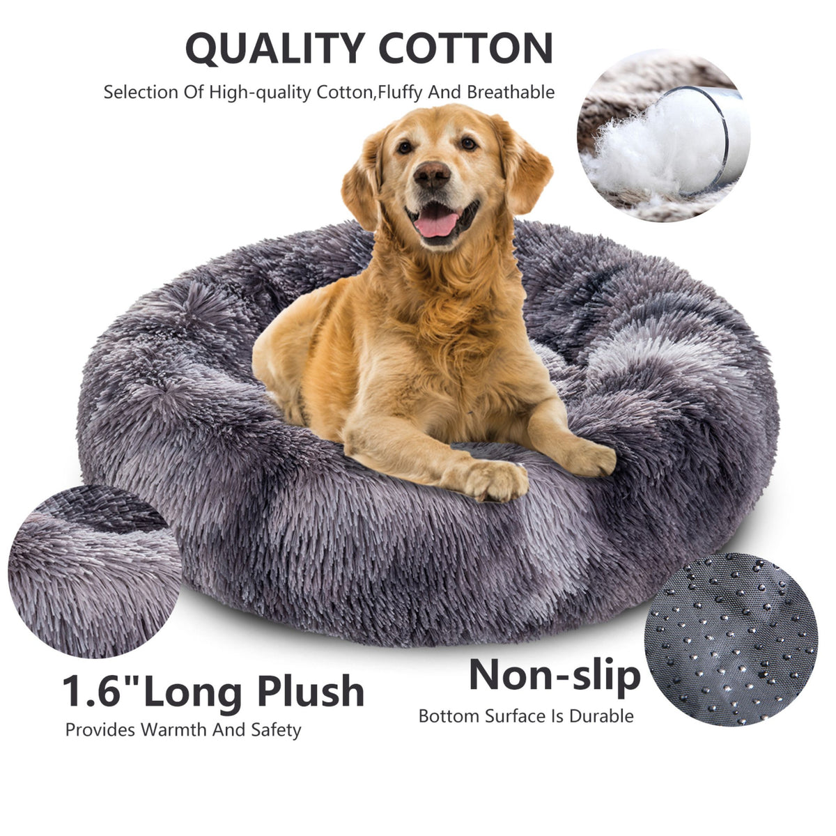 Round Long-Plush Pet Bed