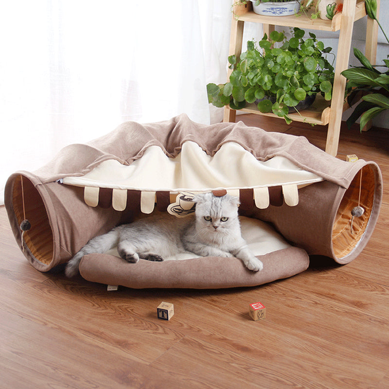 Collapsible Cat Tunnel with Resting Mat