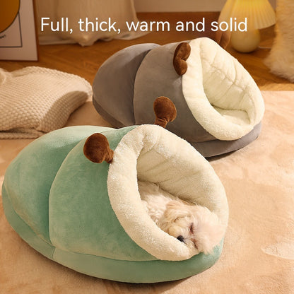 Covered Slipper-Style Pet Bed