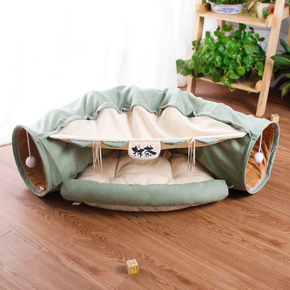 Collapsible Cat Tunnel with Resting Mat