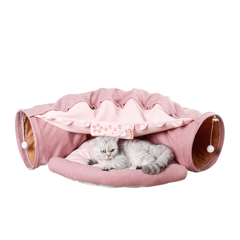 Collapsible Cat Tunnel with Resting Mat
