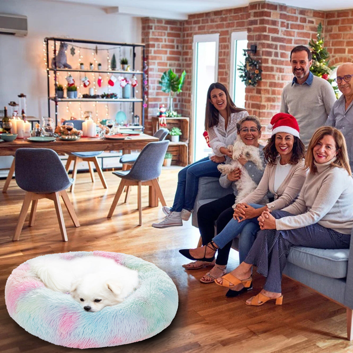 Round Long-Plush Pet Bed