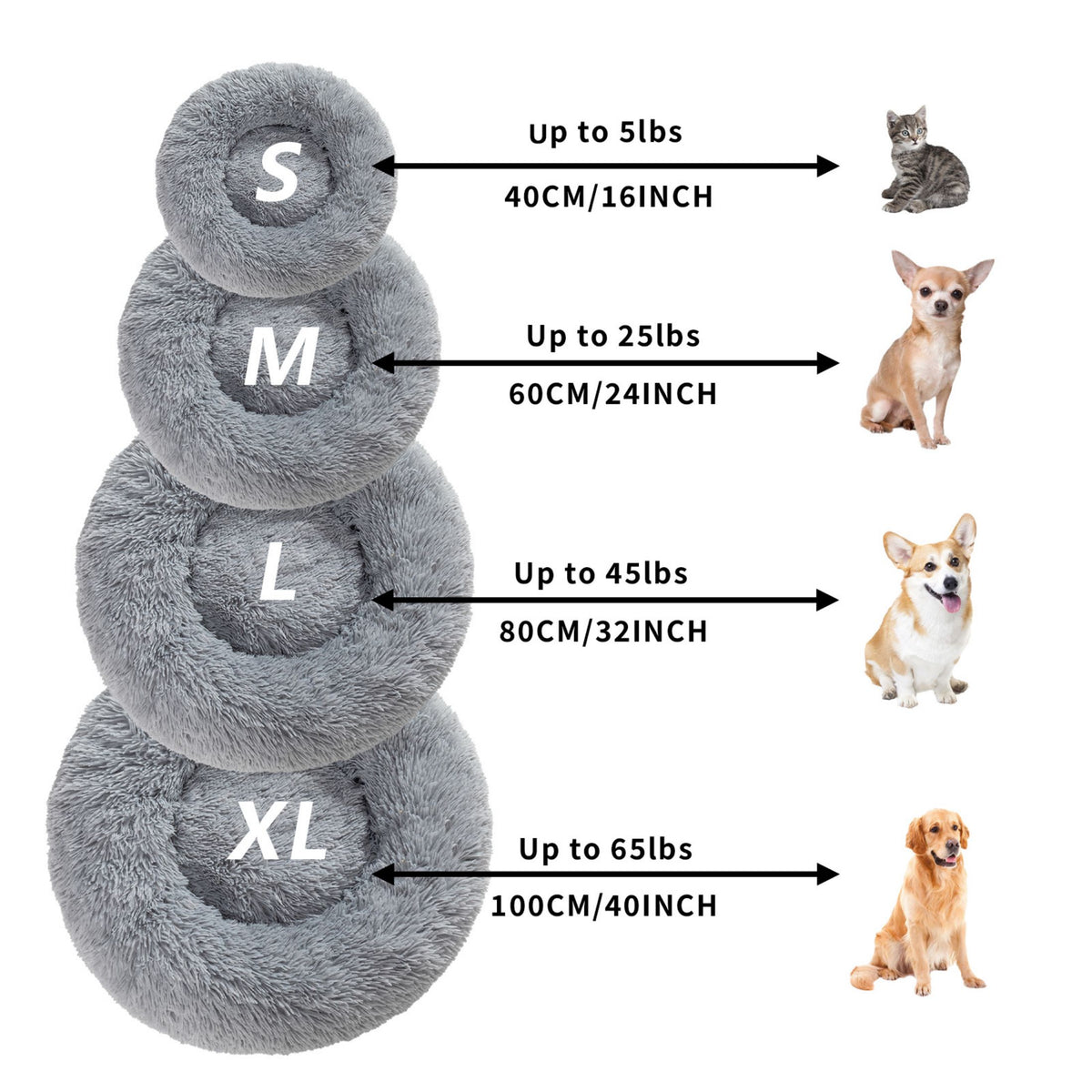 Round Long-Plush Pet Bed