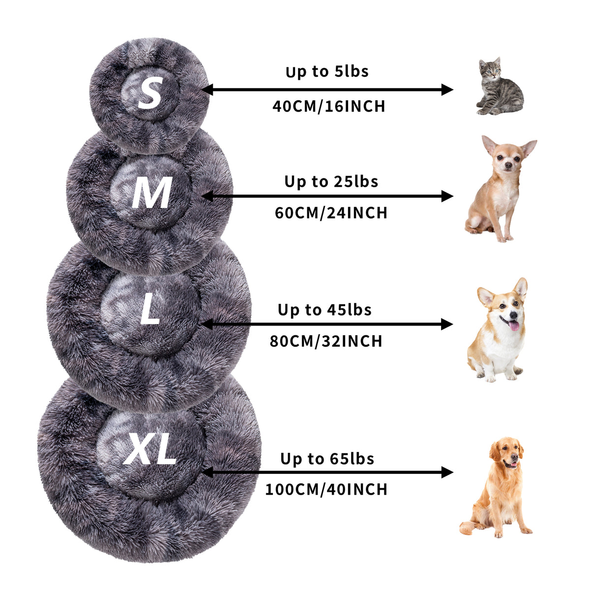 Round Long-Plush Pet Bed