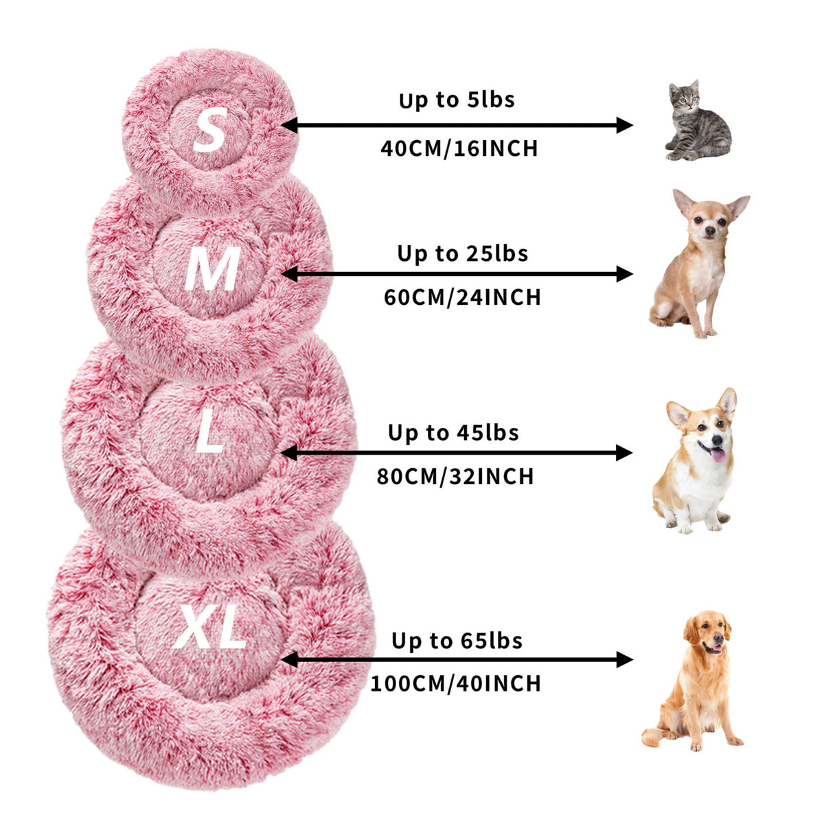 Round Long-Plush Pet Bed
