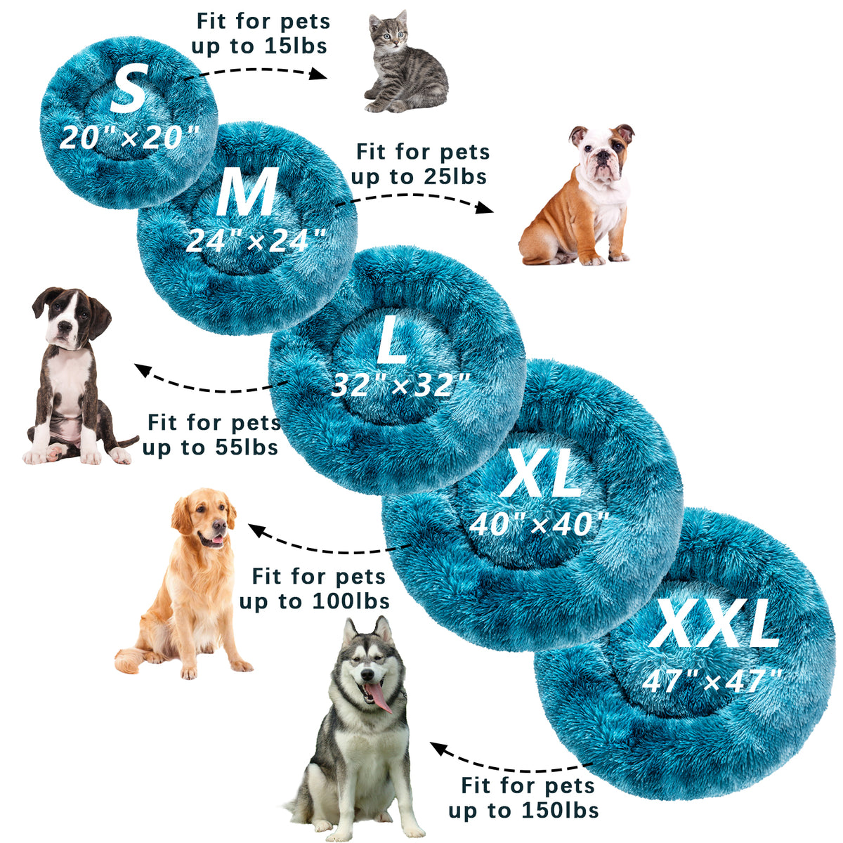 Round Long-Plush Pet Bed