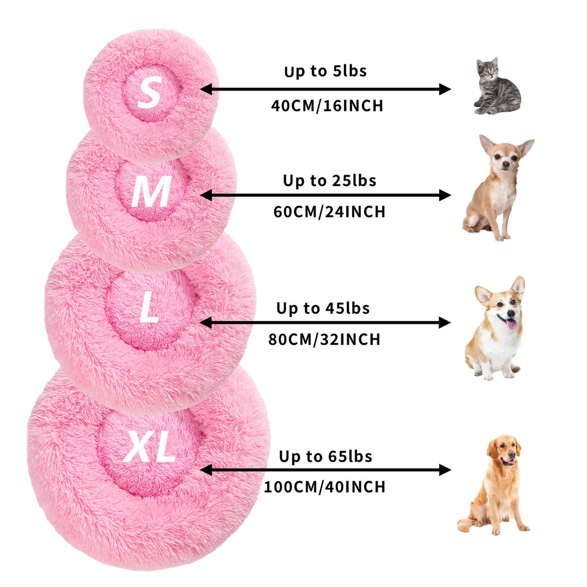 Round Long-Plush Pet Bed