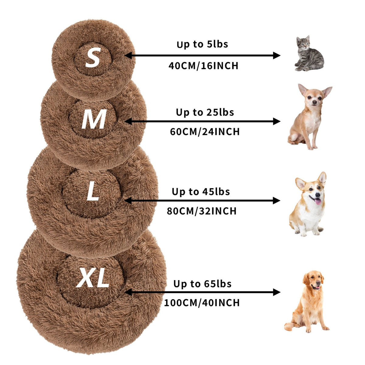 Round Long-Plush Pet Bed