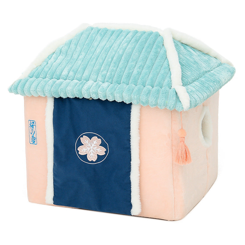 Enclosed Cat House with Reversible Cushion