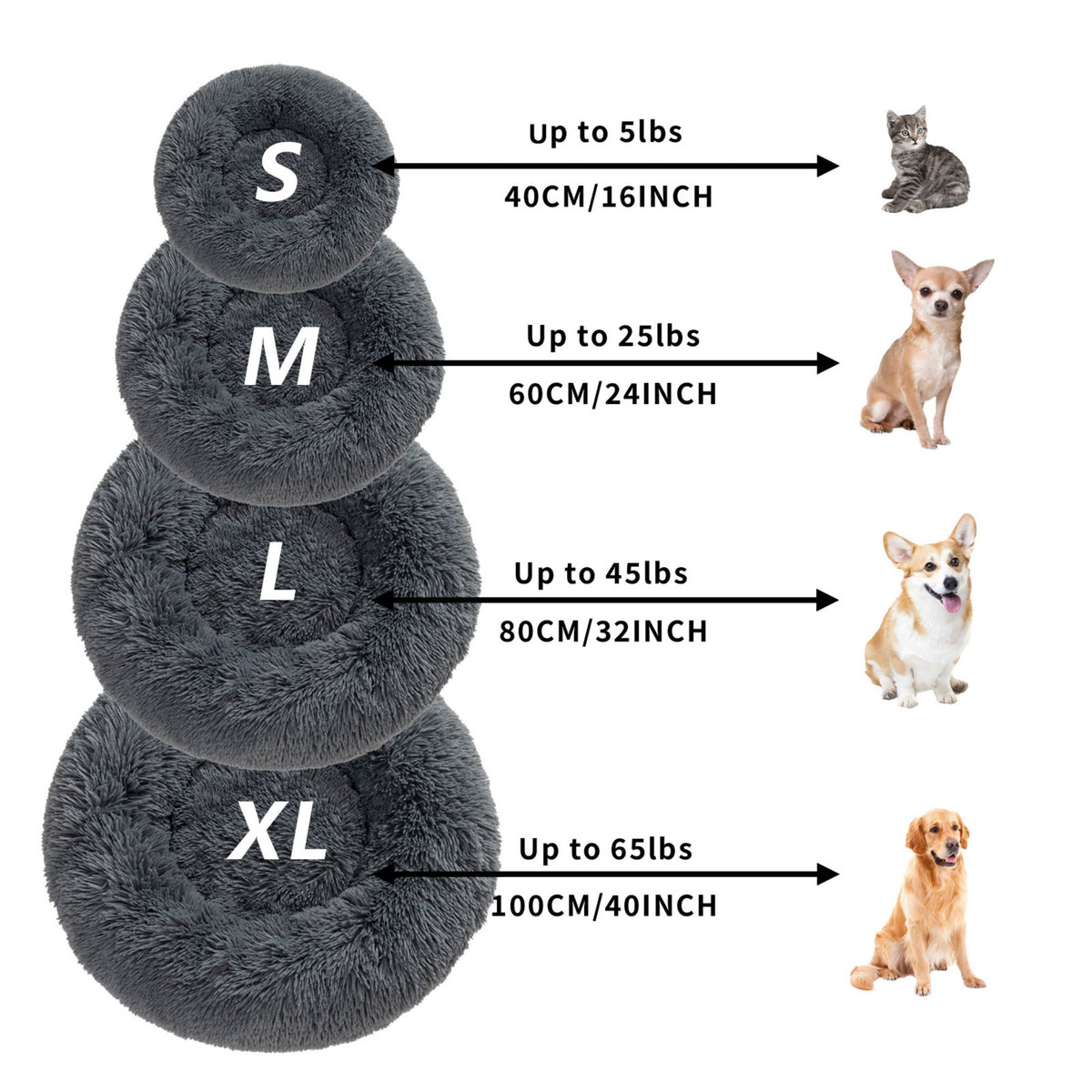 Round Long-Plush Pet Bed