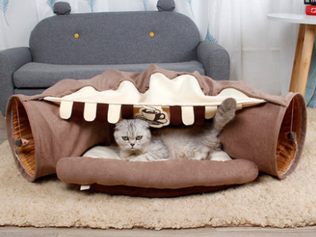 Collapsible Cat Tunnel with Resting Mat